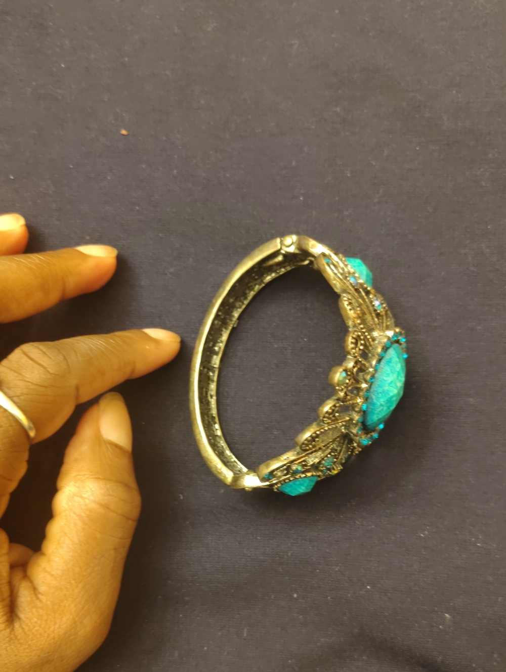 Turquoise Stone  Statement Bangle Bracelet